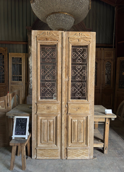 Antique Iron French Double Doors - 43.5x88.5 K294