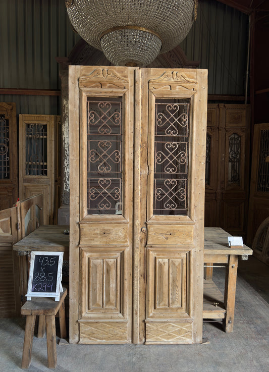 Antique Iron French Double Doors - 43.5x88.5 K294