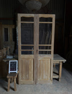 Scalloped Top Glass Antique French Doors - 42.25x83.5 K82