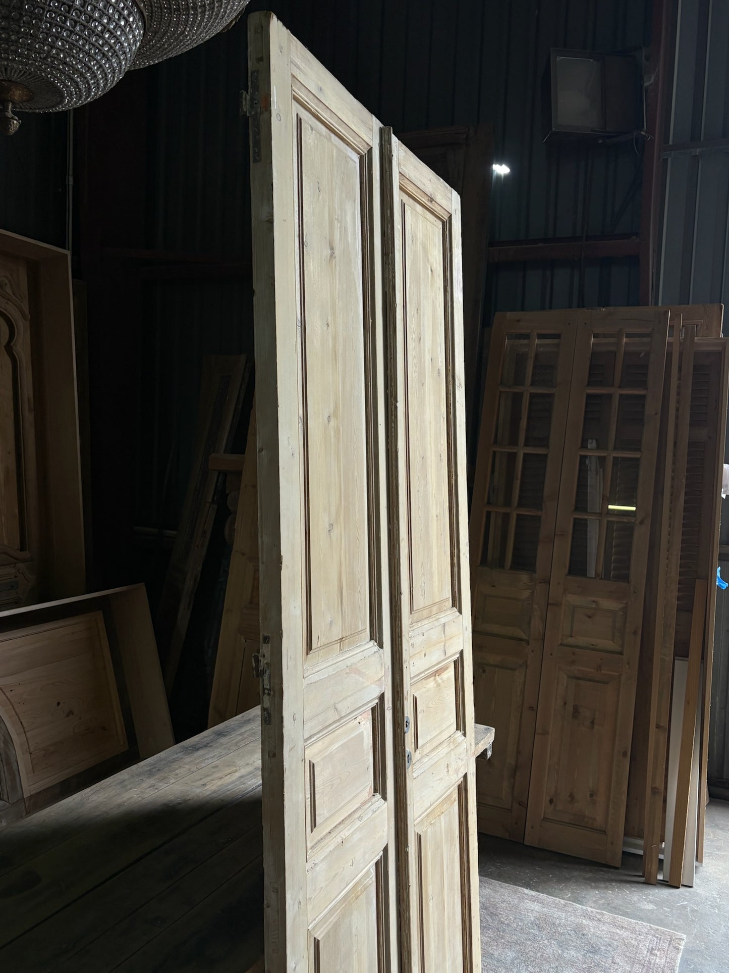 3 Panel Antique Solid French Doors - 43.25x97.25 - L87