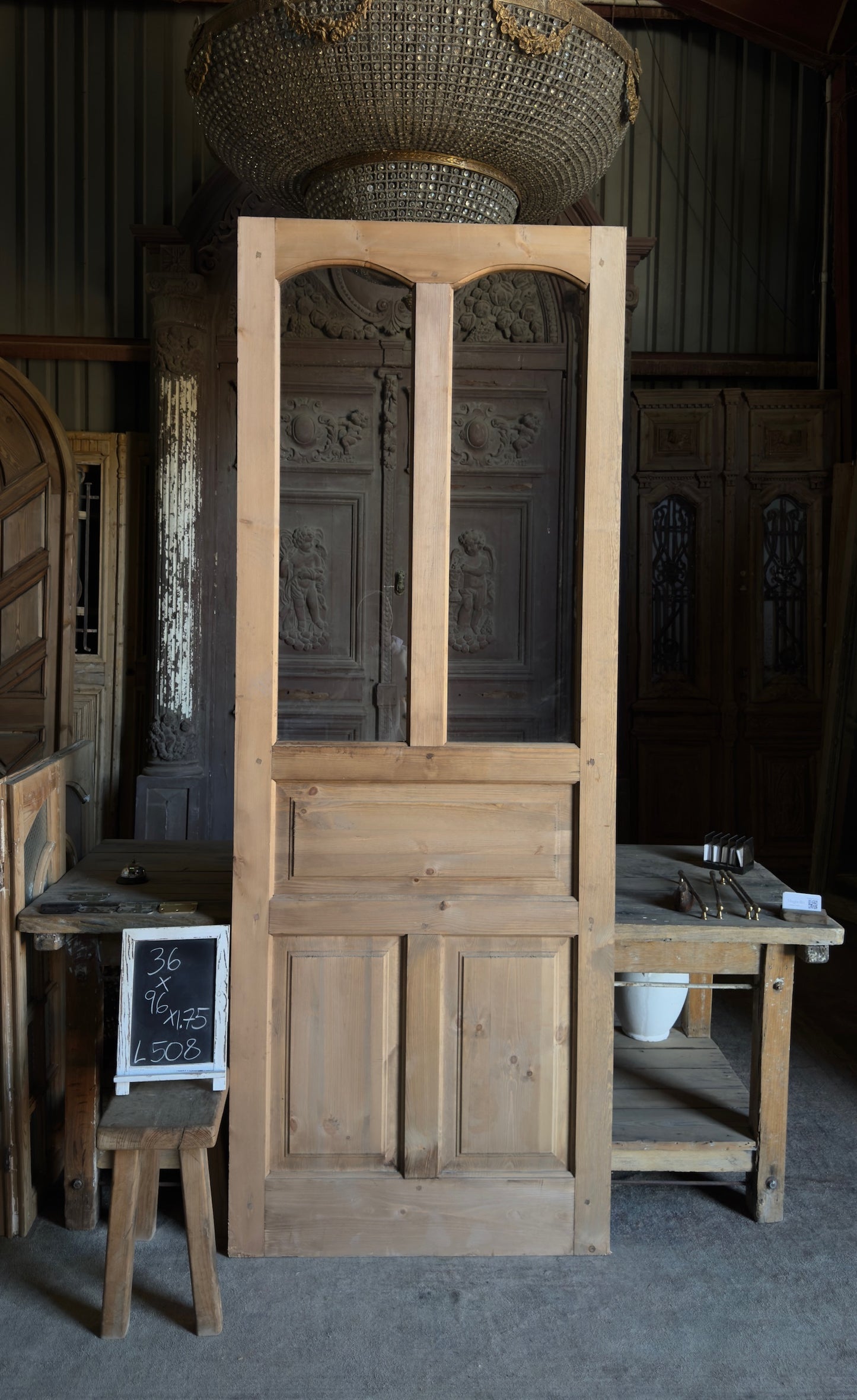 Handcrafted 2 Lite Arched Glass Door  - 36x96 L508