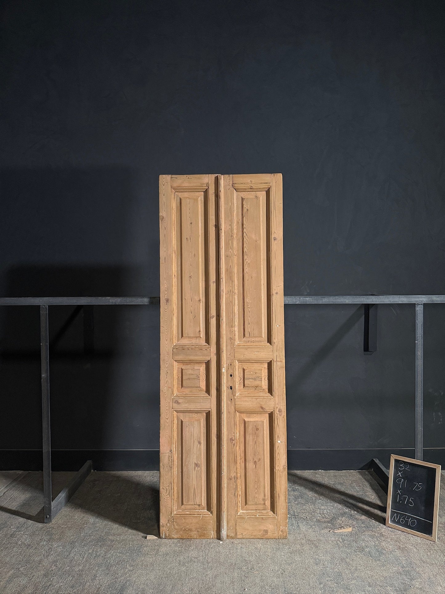 Antique 3 Panel Solid Double Doors - 32.5x91.75 - N640