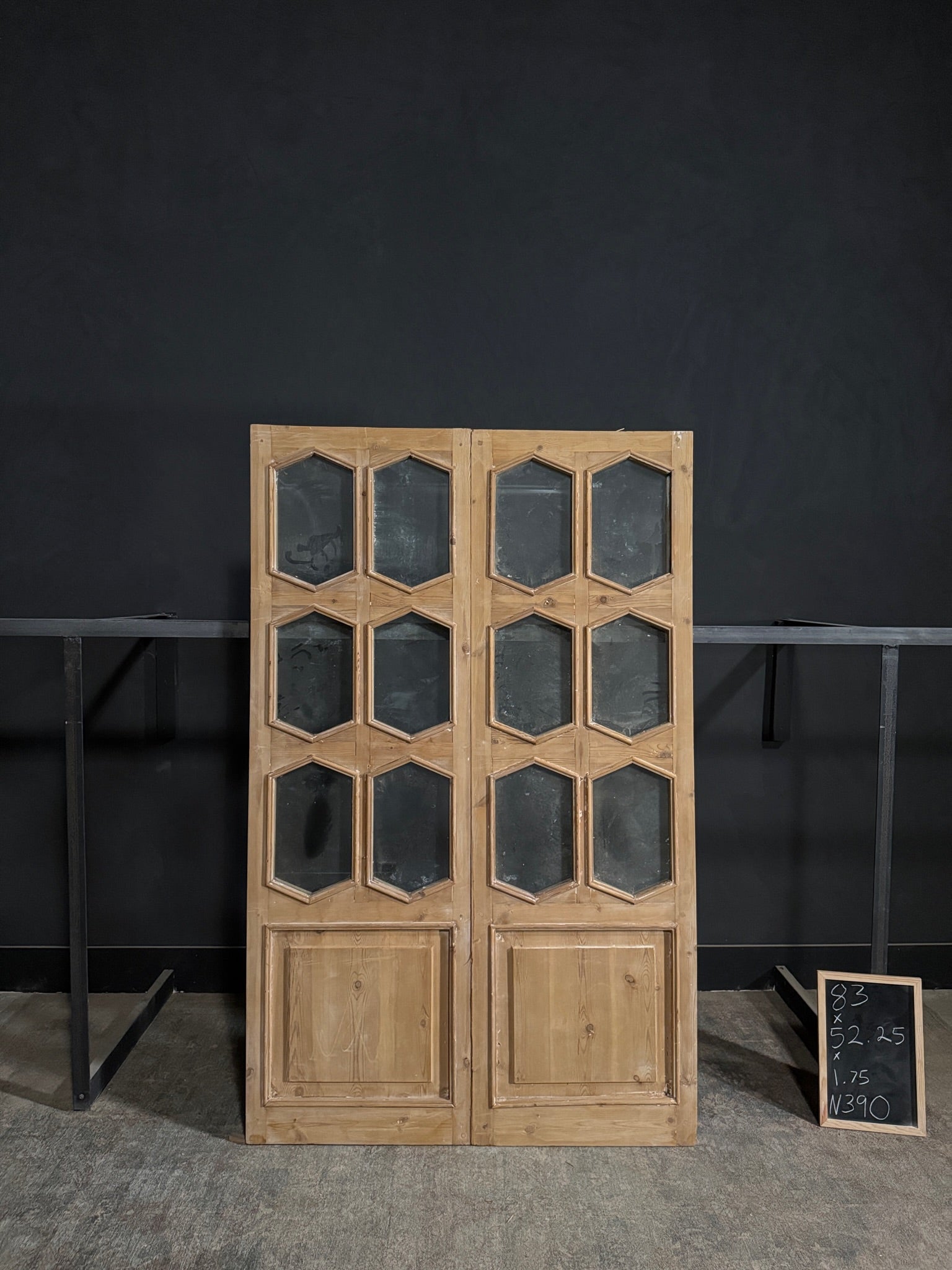 Antique Glass 6 Lite French Doors - 52.25x83 - N390