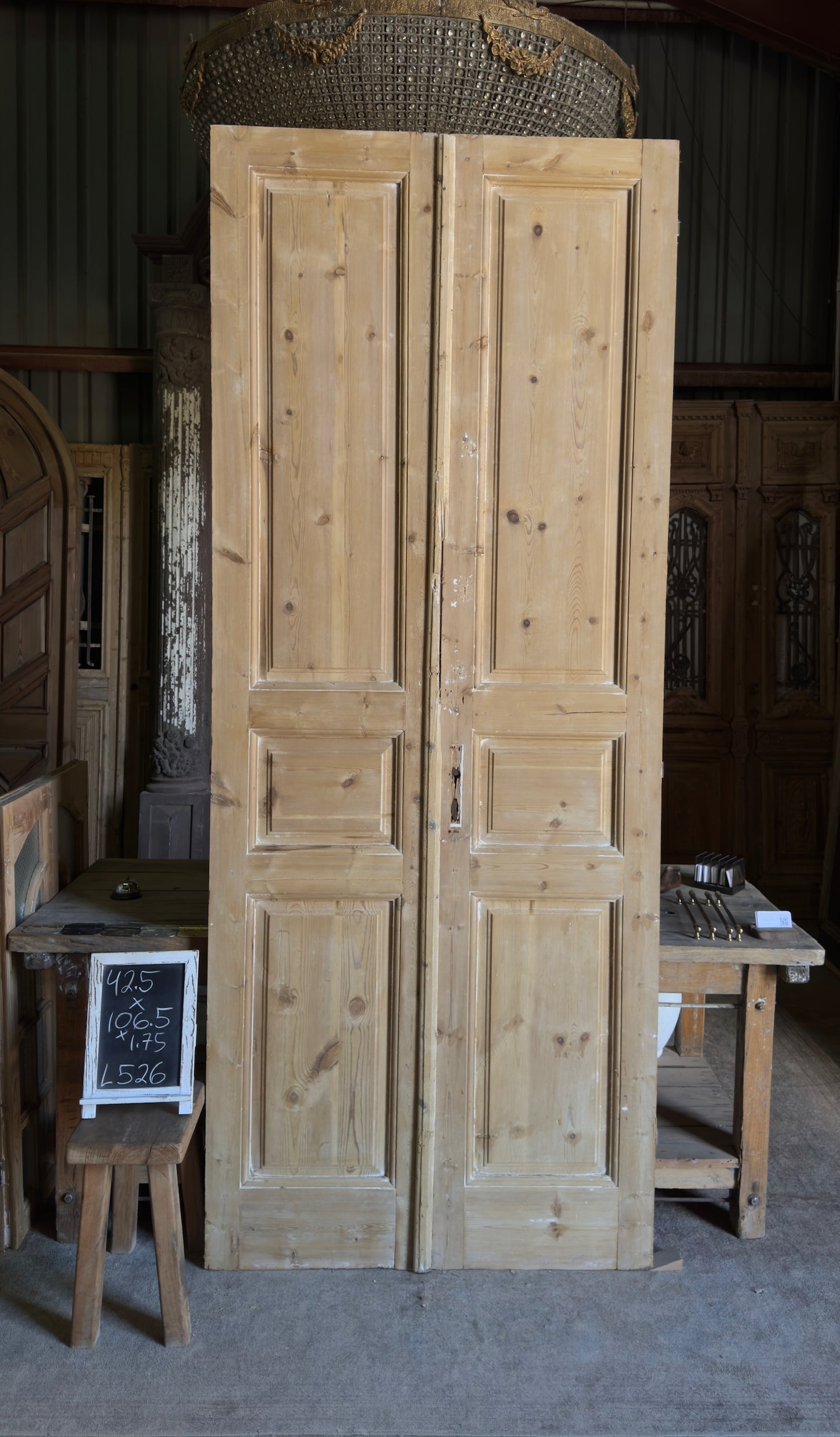 Antique 6 Panel Double Doors - 42.5x106.5 - L526
