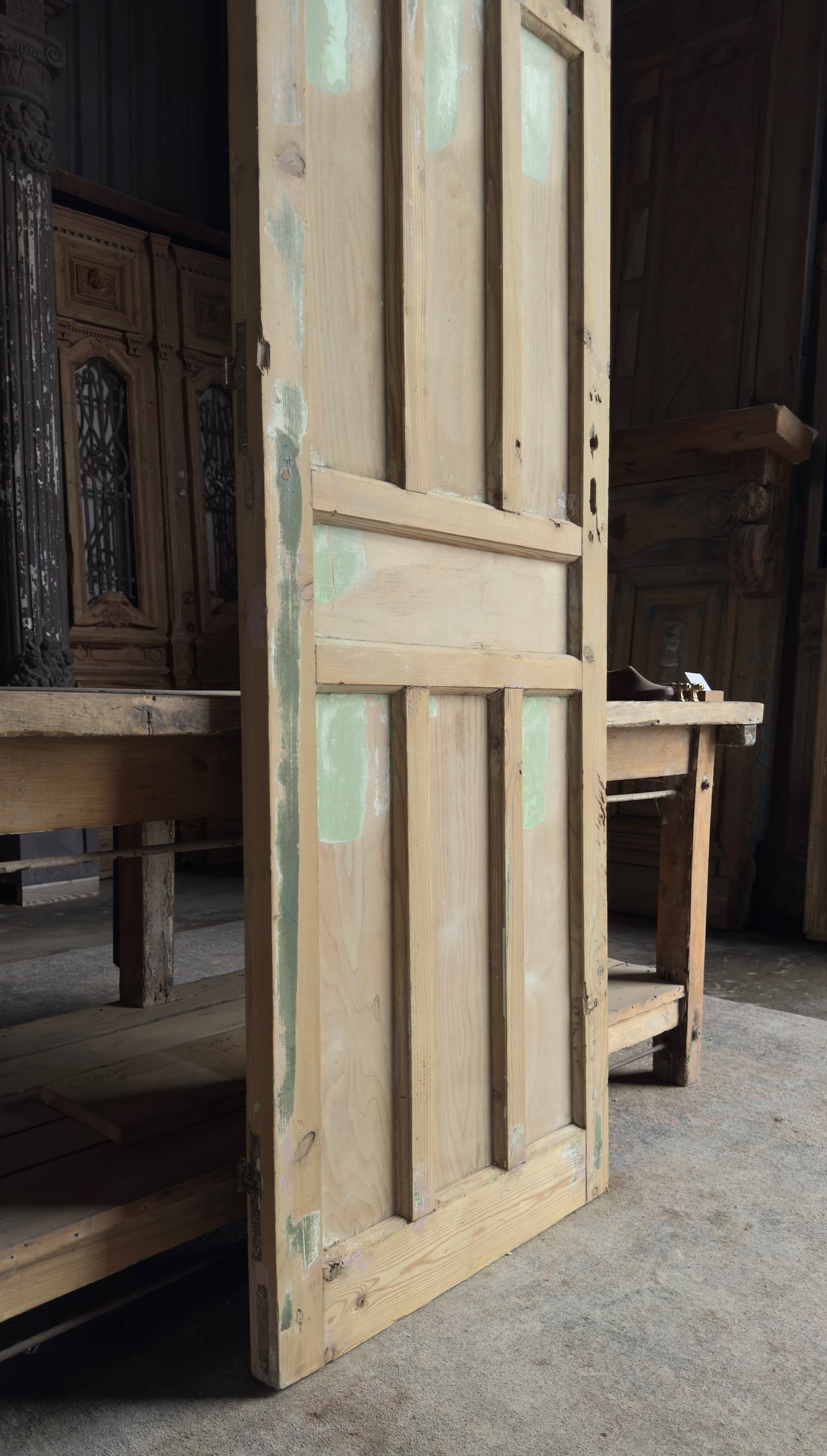 Arched Panel Antique Solid Single Door - 27.5x96 - L152