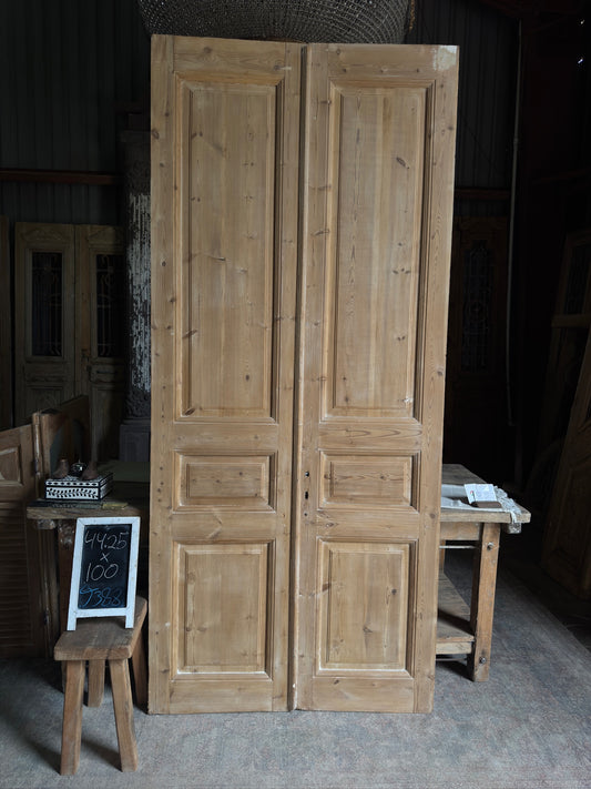 3 Panel Antique Solid French Doors - 44.25x100 J388