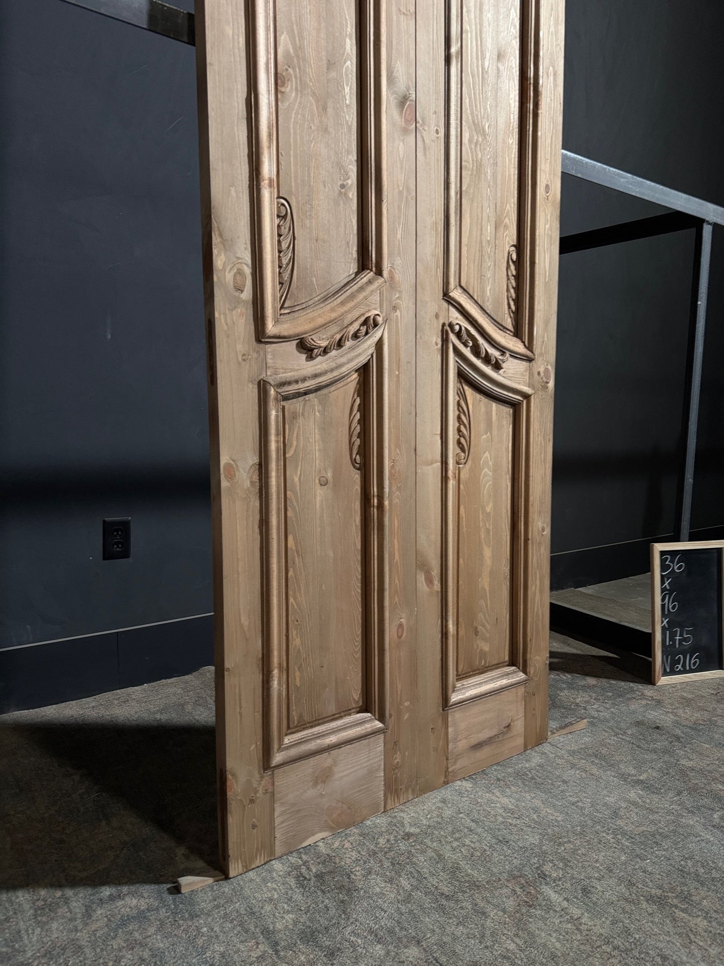 Handcrafted 2 Panel Carved Solid French Doors - 36x96 - N216