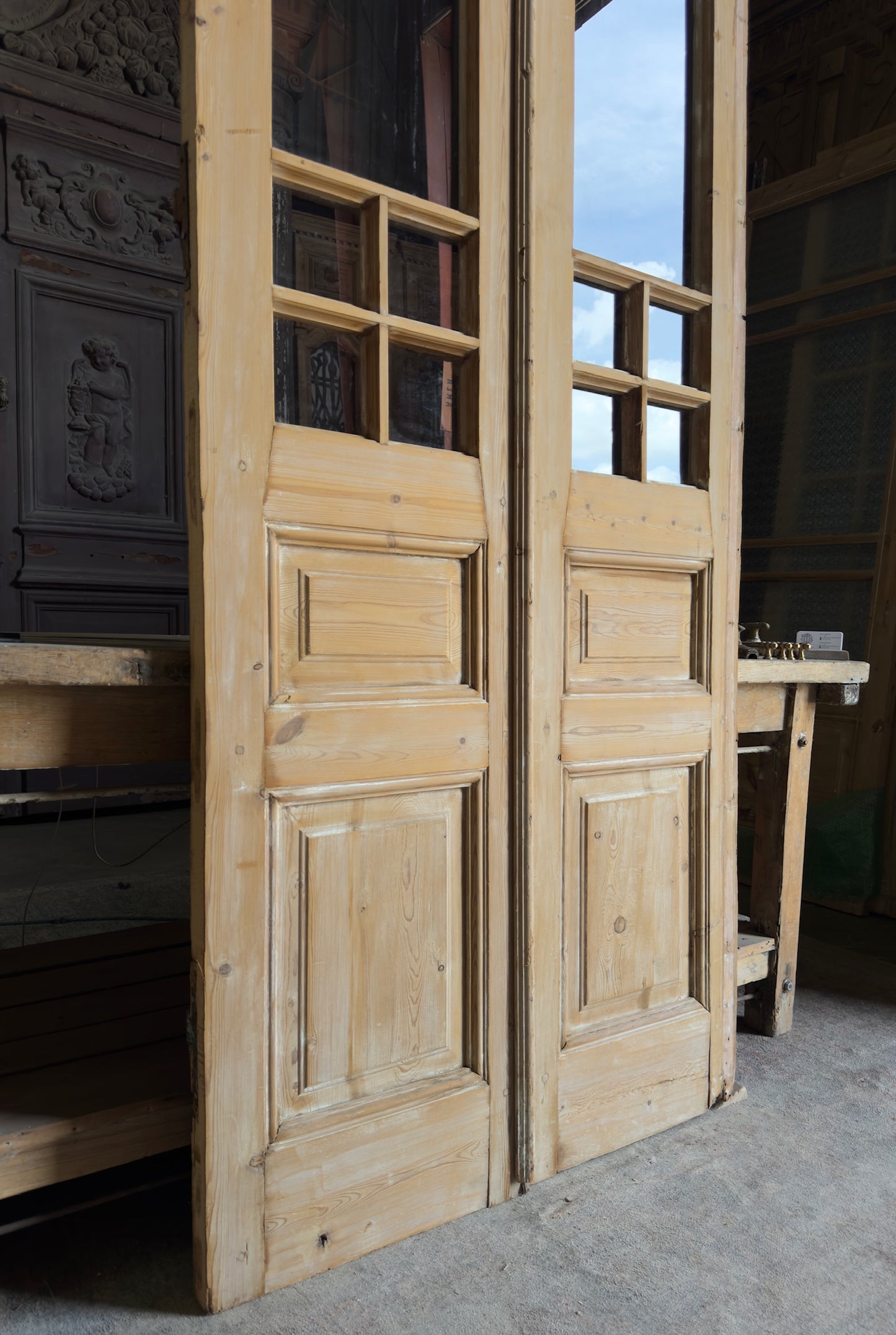Antique Glass 4 Lite French Doors - 38x98.5 - L696