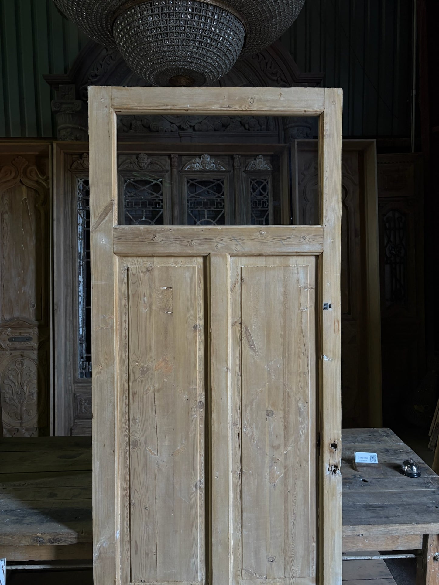 19th Century European Antique Glass Single Door - 31x87 - L58