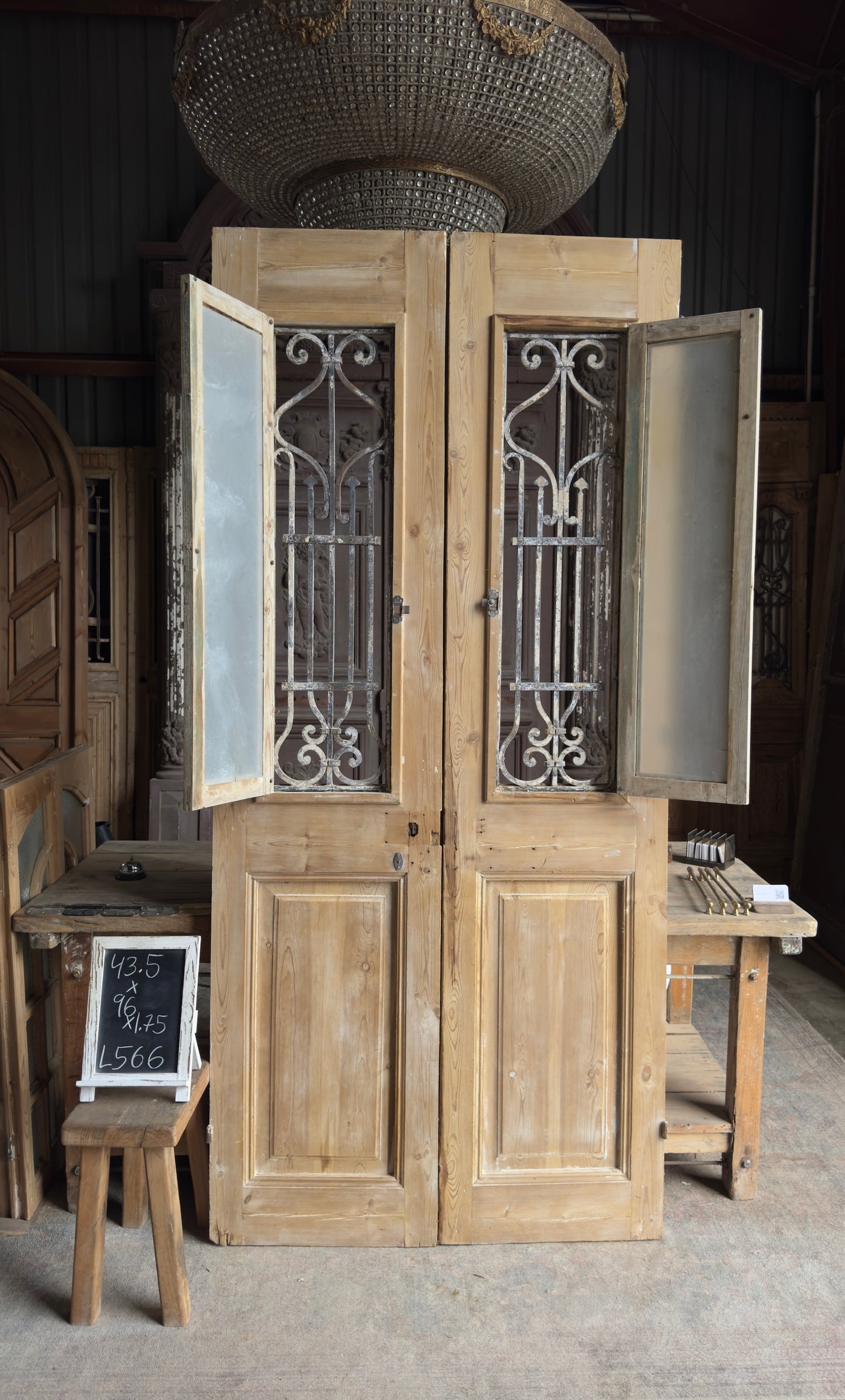 Antique Iron French Doors - 43.5x96.75 - L566
