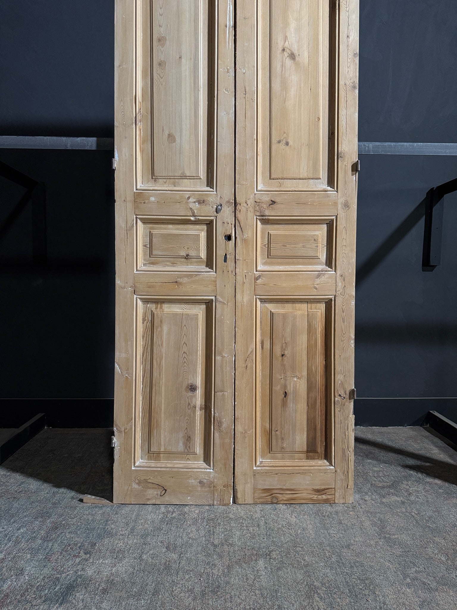 Antique 3 Panel Solid Double Doors - 39x95 - N178