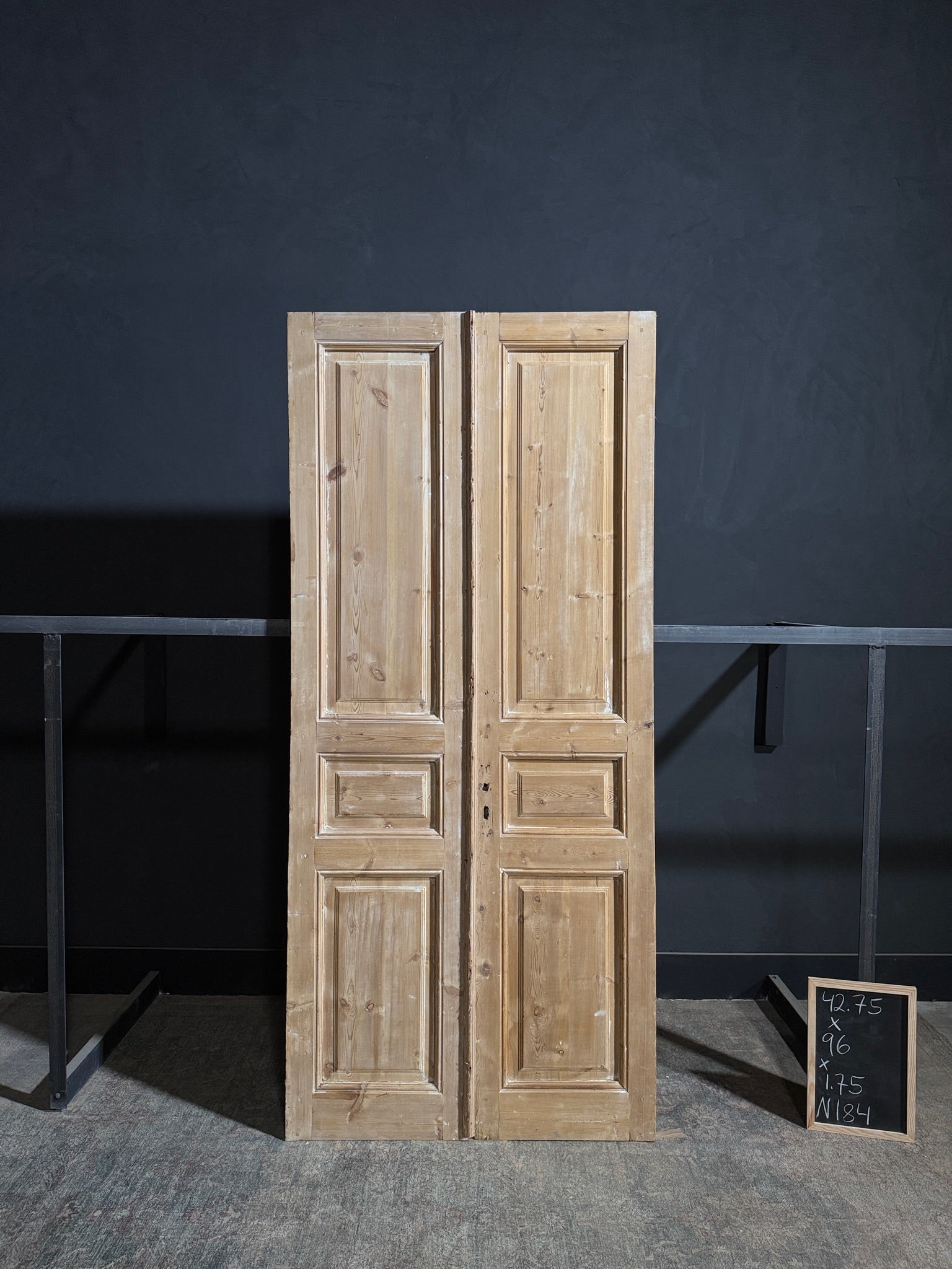 Antique 3 Panel Solid Double Doors - 42.75x96 - N184