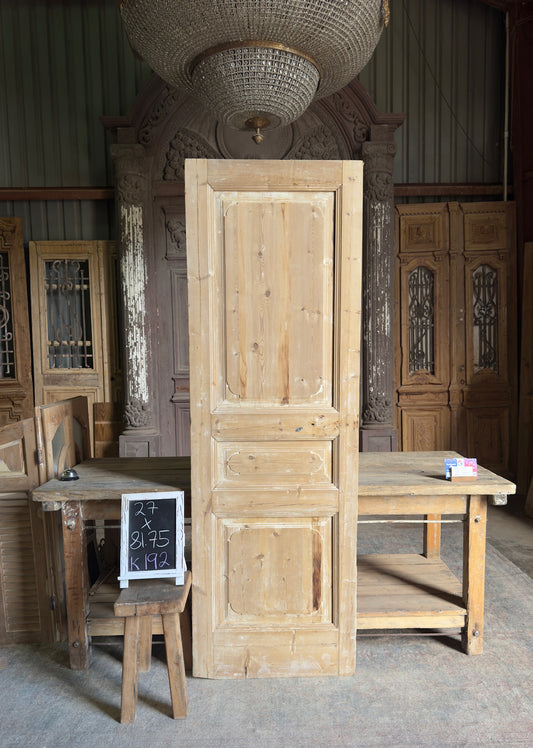 3 Panel Single Solid Antique Door - 27x81.75 K192