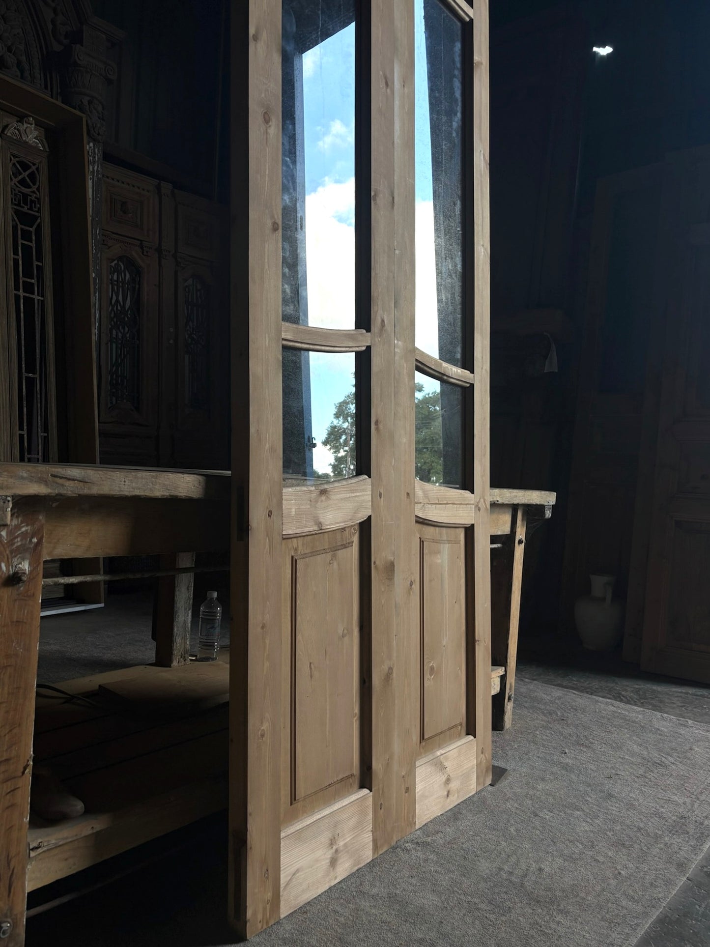(Camille) Handcrafted Glass French Doors - 36x96 L47