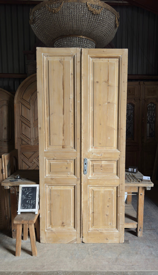 3 Panel Antique Solid French Doors - 43.5x96.5 - L398