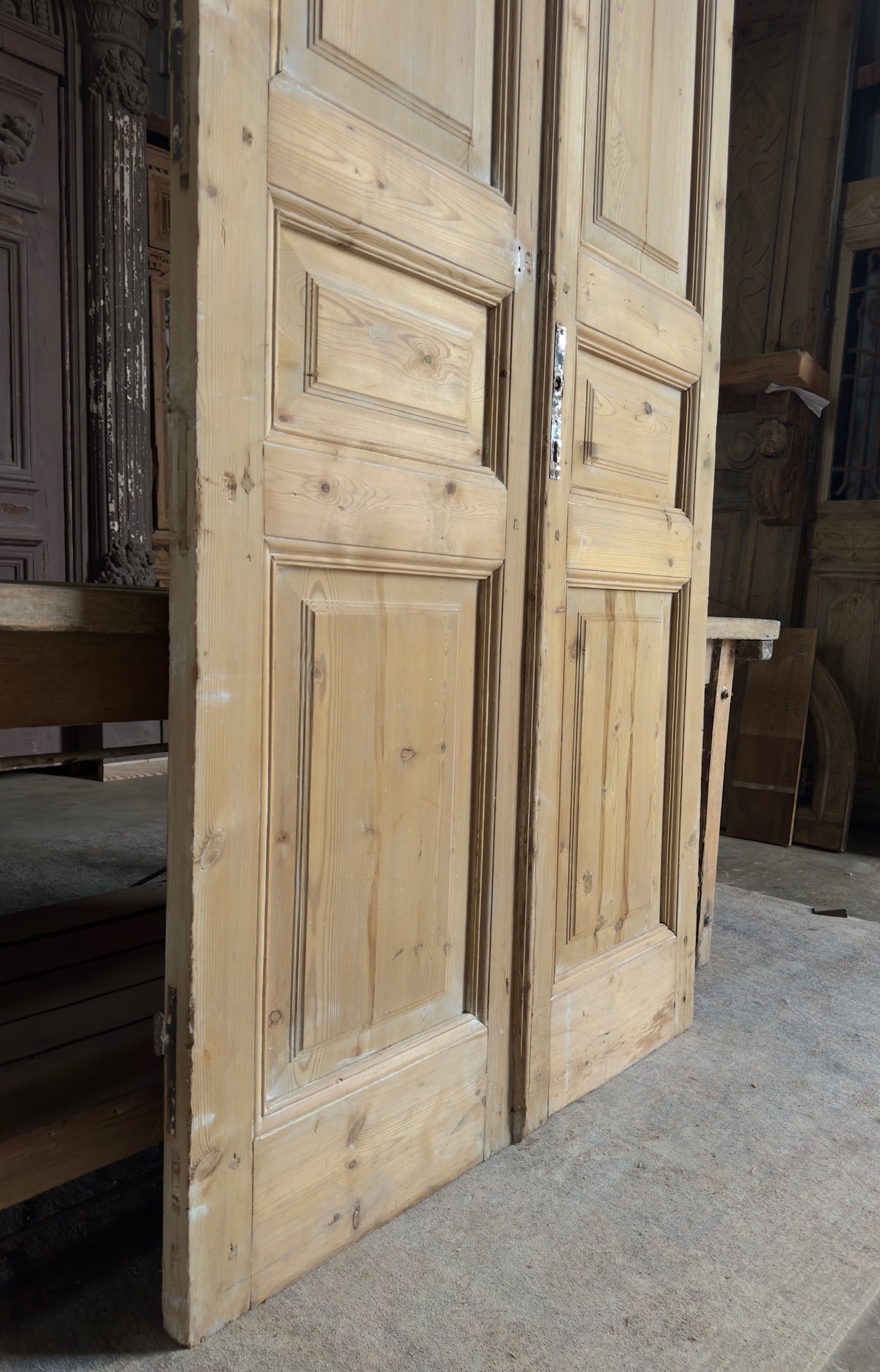 3 Panel Antique Solid French Doors - 43.75x96.5 K360