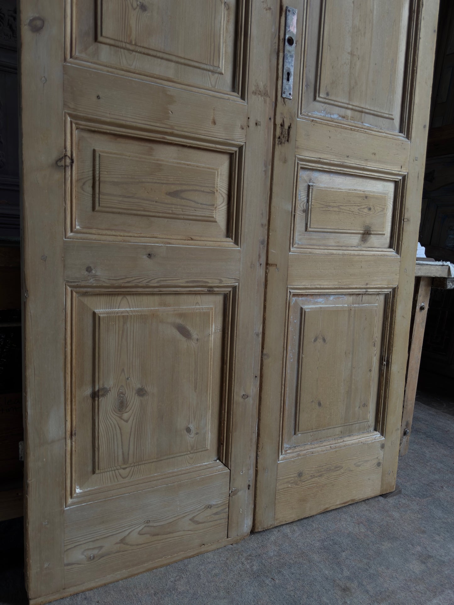 3 Panel Antique Solid French Doors - 45x100.25 J340