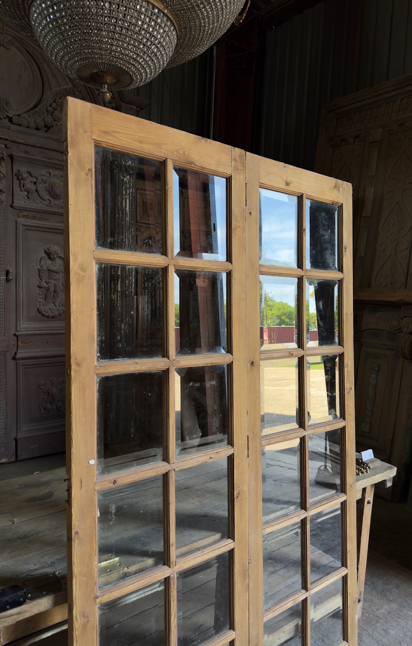 Antique Beveled Glass French Doors - 49.75x82.5 - L544