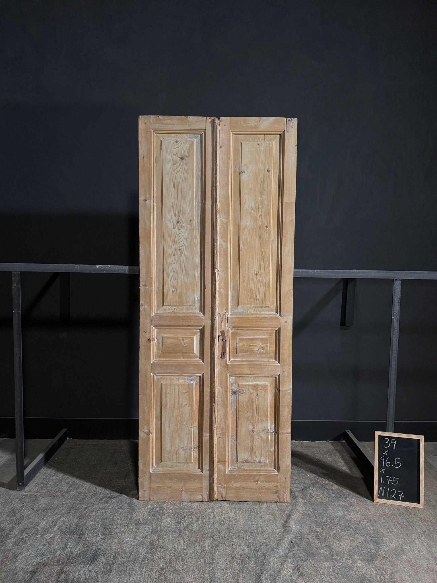 Antique 3 Panel Solid Double Doors - 39x96.5 - N127