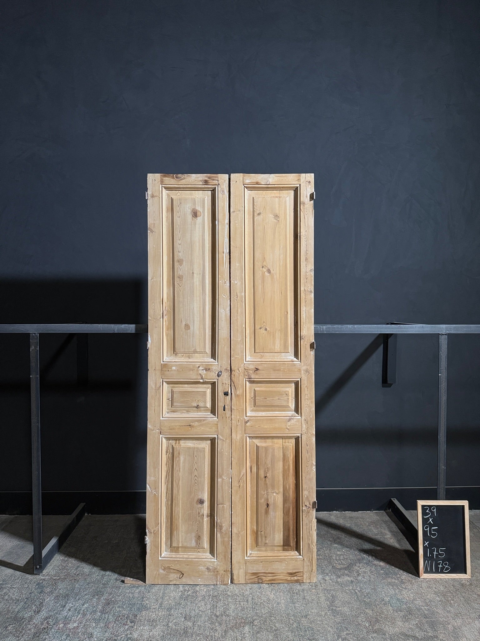 Antique 3 Panel Solid Double Doors - 39x95 - N178
