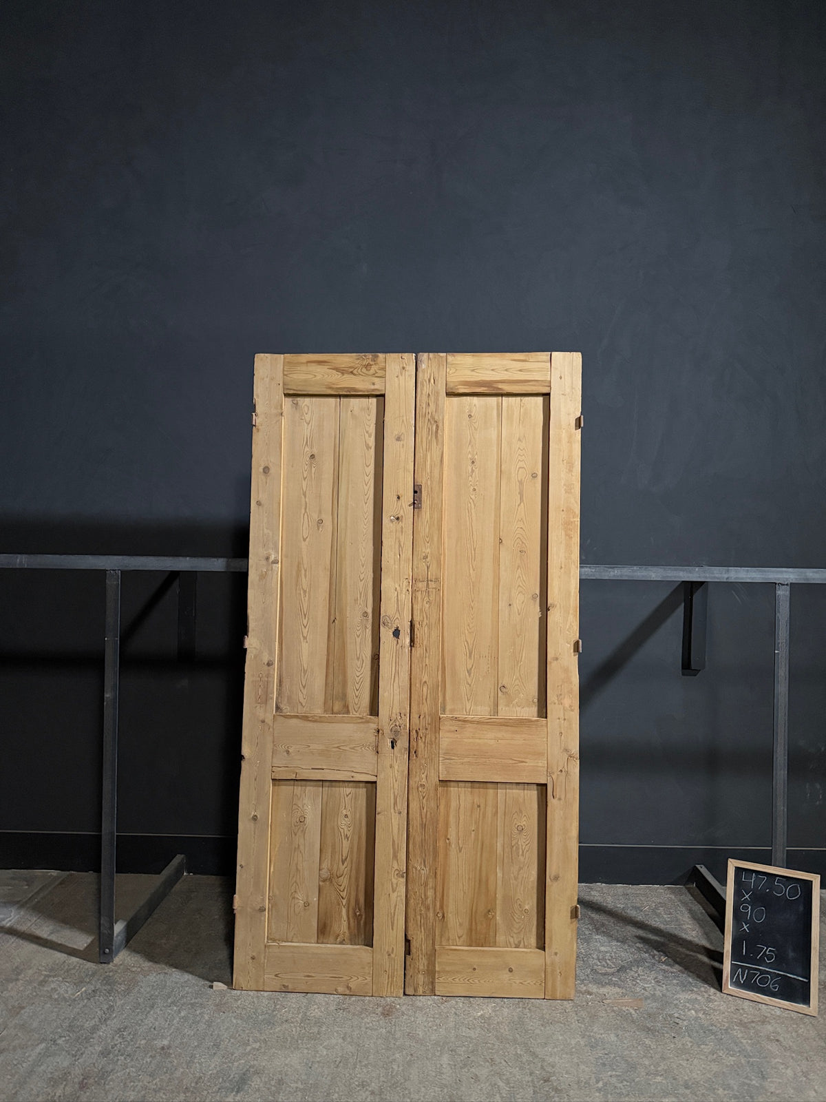 Antique Carved 3 Panel Double Doors - 47.5x90 - N706