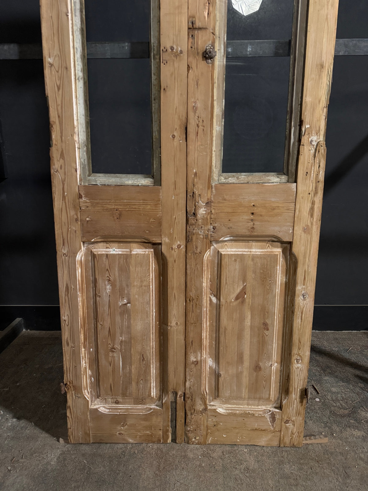 Antique Carved 1 Lite French Doors - 37.5x95 - N715