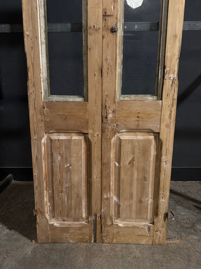Antique Carved 1 Lite French Doors - 37.5x95 - N715