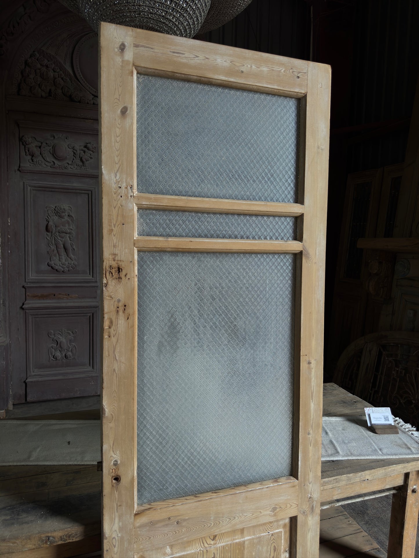 19th Century Antique Glass Door - 27.25x84.5 J483