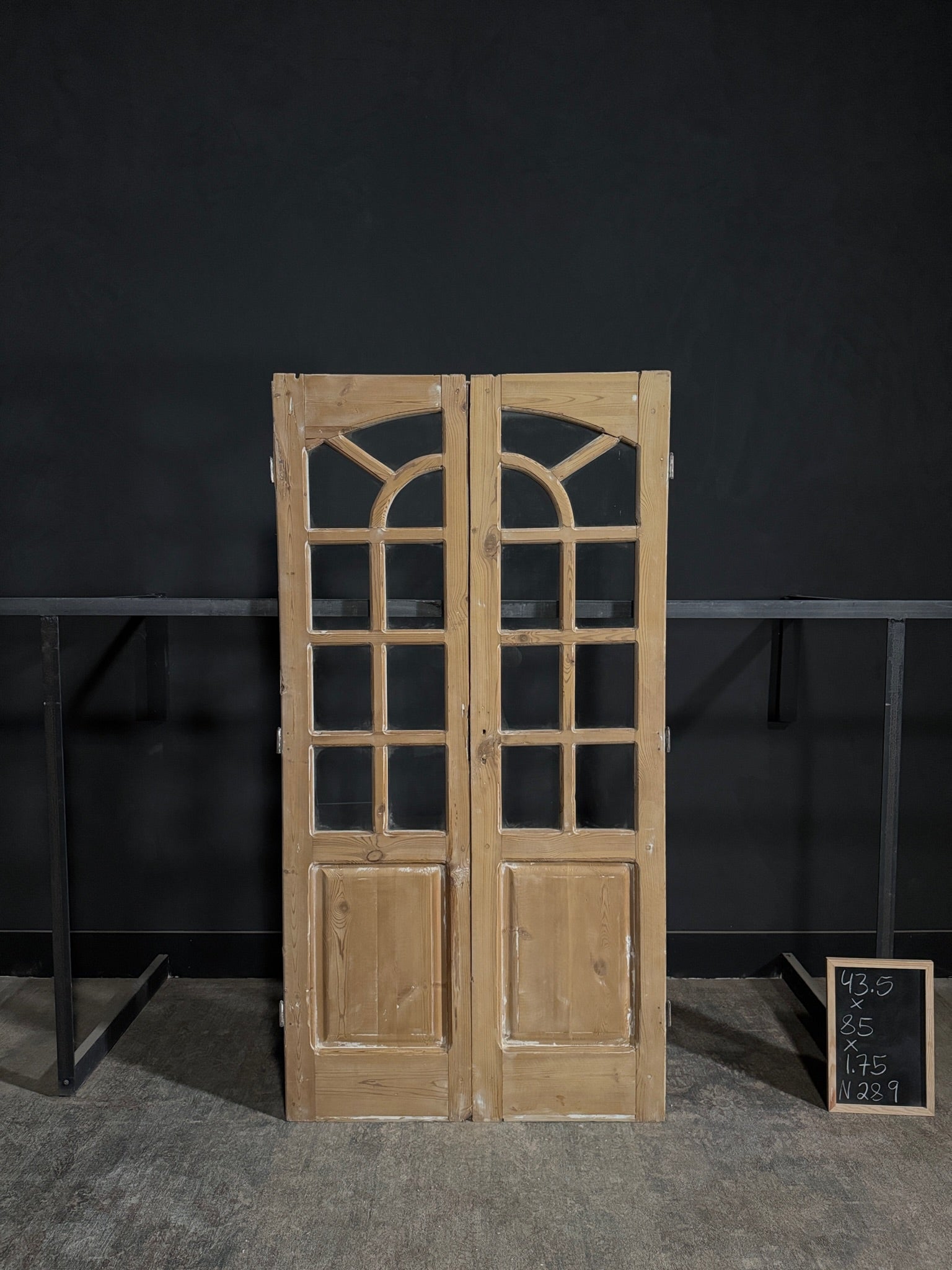 Antique Glass 7 Lite Arched French Doors - 43.5x85 - N289