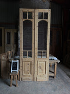 Unique Arch Style Antique Glass French Doors - 44x105 J214