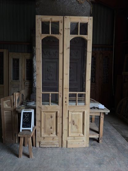 Unique Arch Style Antique Glass French Doors - 44x105 J214