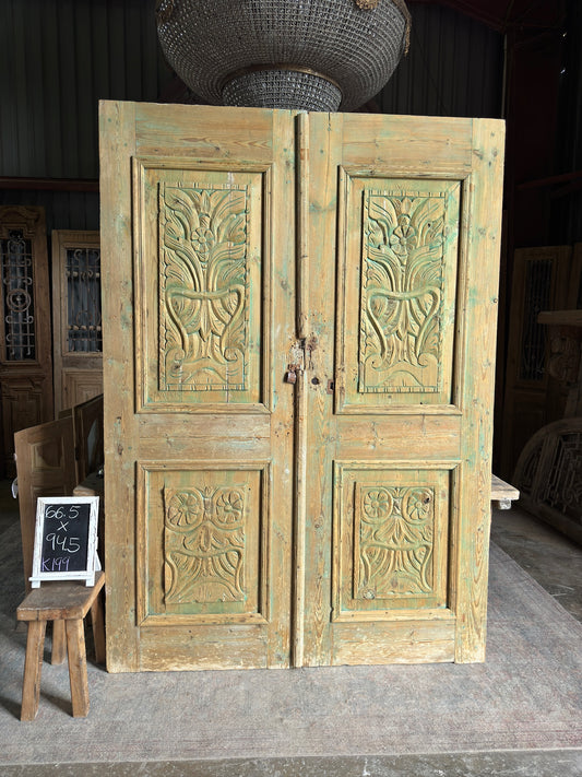 Antique Hand Carved Solid Wood Doors - 66.5x94.5 K199