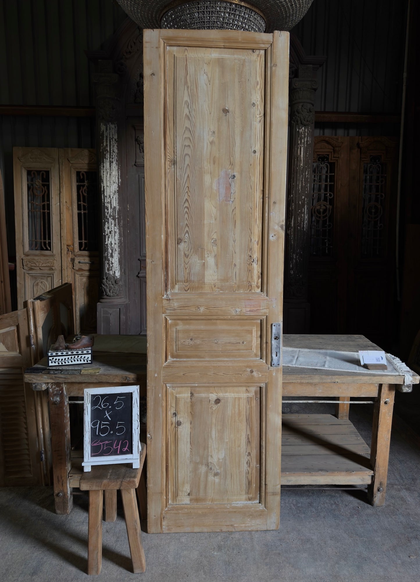 3 Panel Single Solid Antique Door - 26.5x95.5 J542
