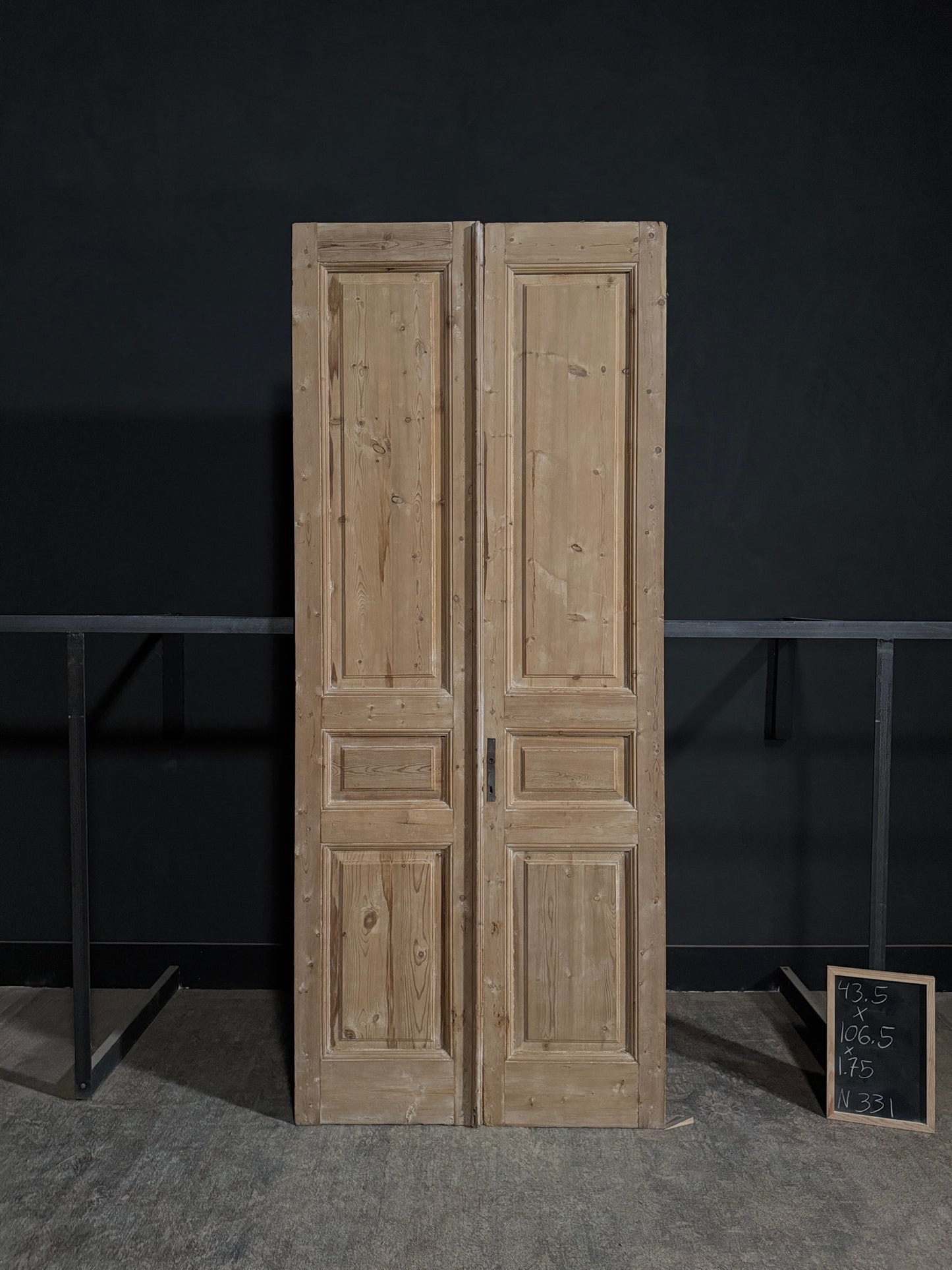 Antique 3 Panel Solid Double Doors - 43.5x106.5 - N331