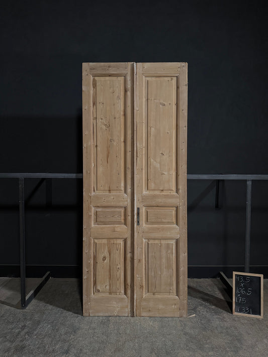 Antique 3 Panel Solid Double Doors - 43.5x106.5 - N331