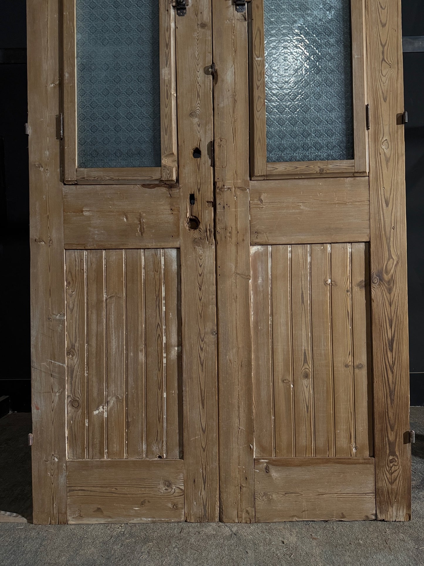 Antique Obscured Glass 1 Lite French Doors - 45.75x95 - N572