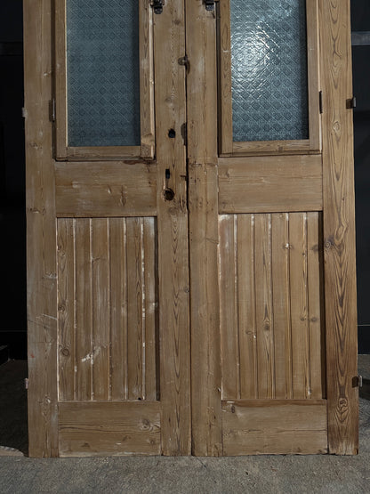 Antique Obscured Glass 1 Lite French Doors - 45.75x95 - N572