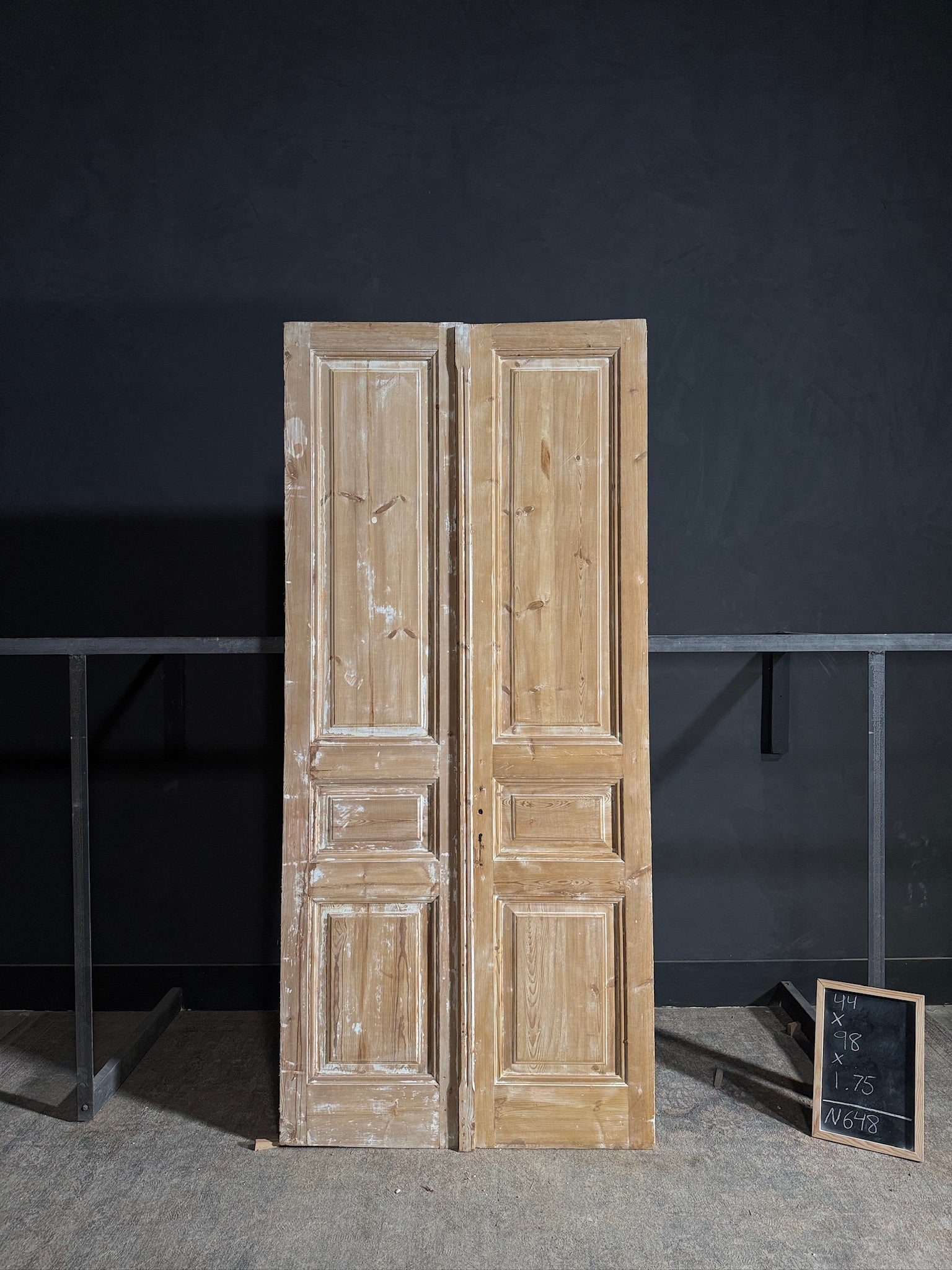 Antique 3 Panel Solid Double Doors - 44x98 - N648