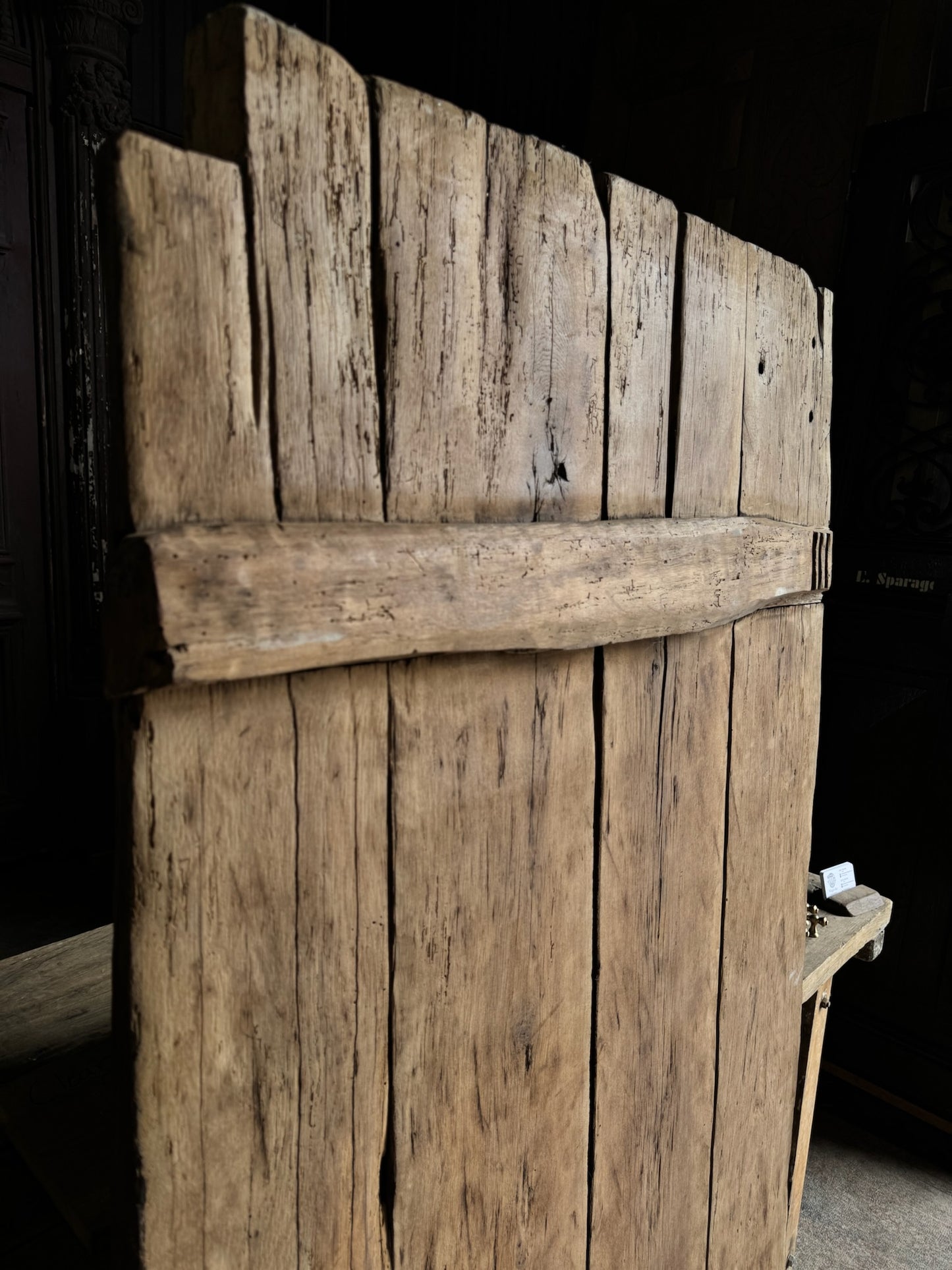 Primitive Oak Plank Antique Single Door - 35x66 - L246