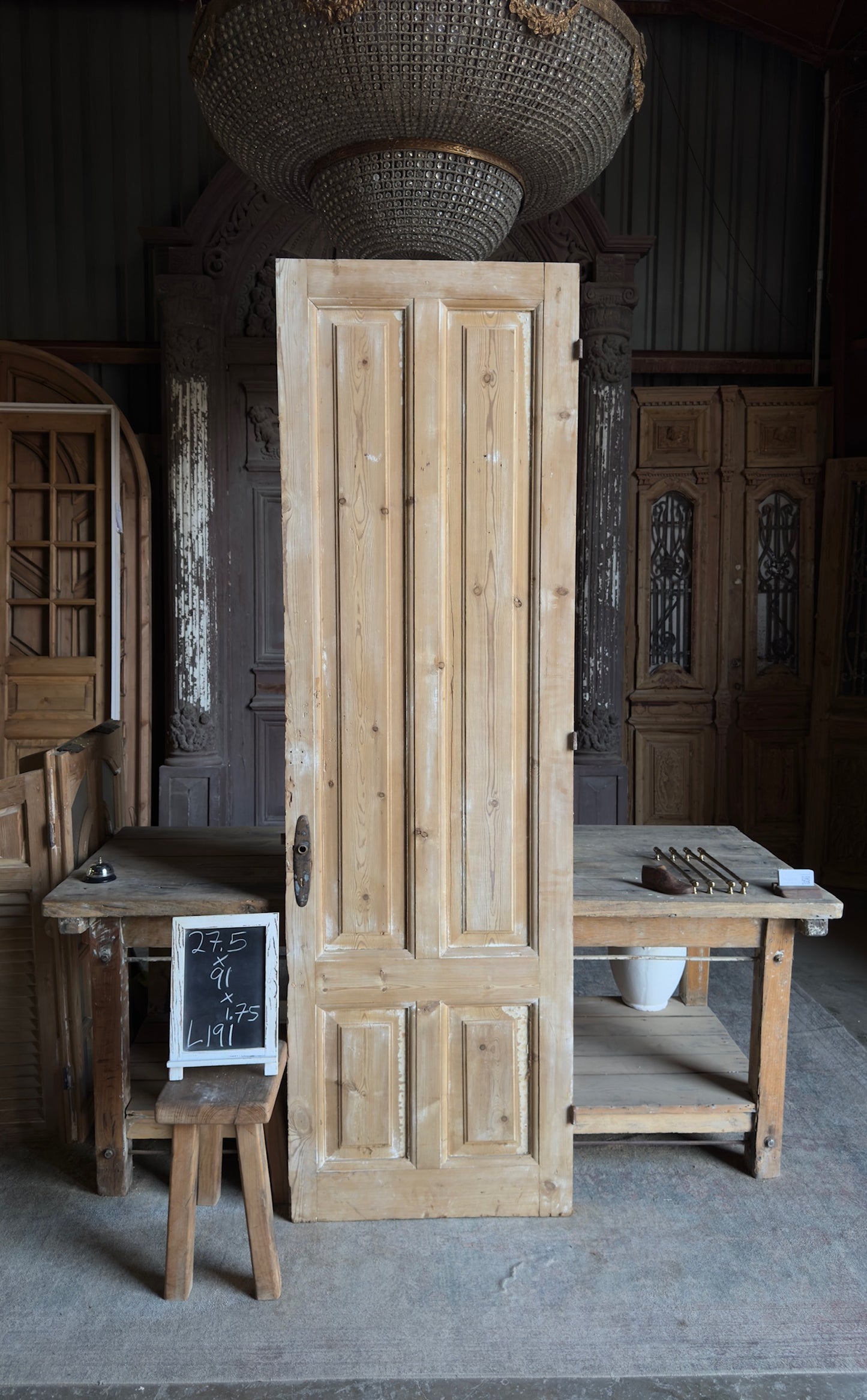 4 Panel Single Solid Antique Door - 27.5x91 - L191