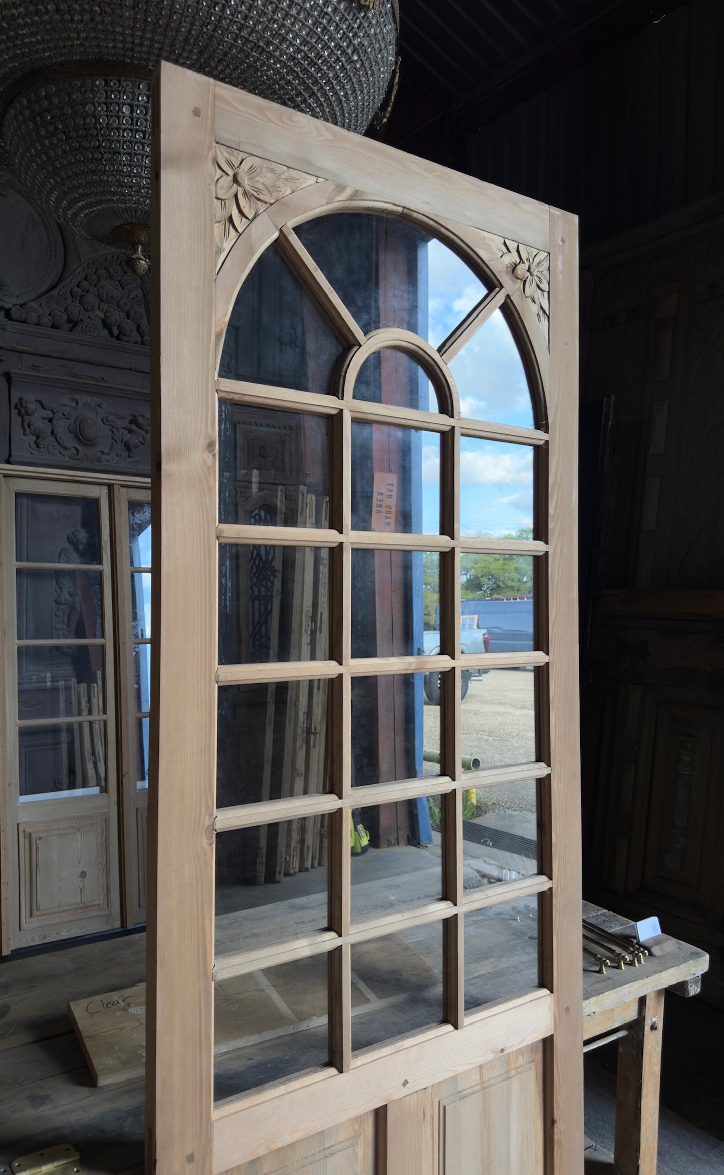 Handcrafted Arched Glass Door - 36x96 L519
