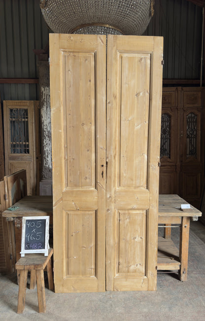 Raised Molding 2 Panel Antique Solid French Doors - 40.5x96.5 K482