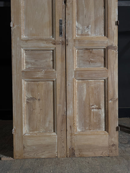 Antique 3 Panel Solid Double Doors - 39.5x97 - N579