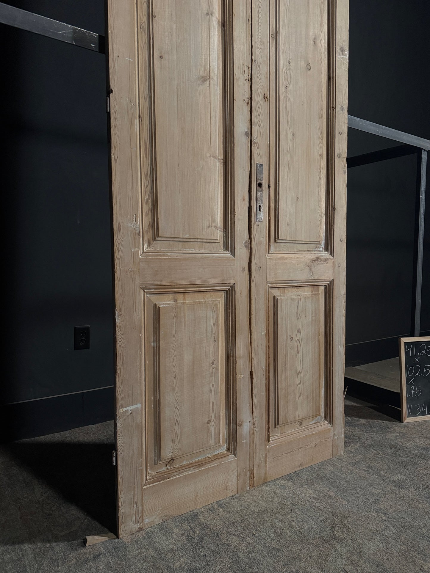 Antique 3 Panel Solid Double Doors - 41.25x102.5 - N345