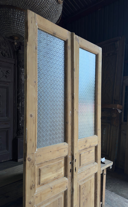 3 Panel Antique Glass French Doors - 42.5x93.5 - K475