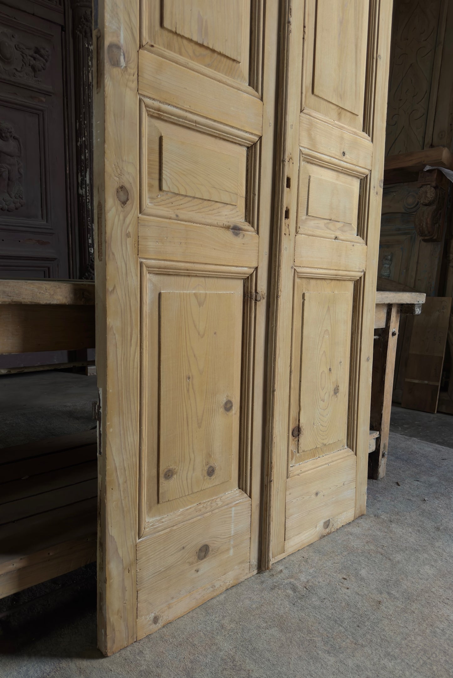 3 Panel Antique Solid French Doors - 39.5x94 K352