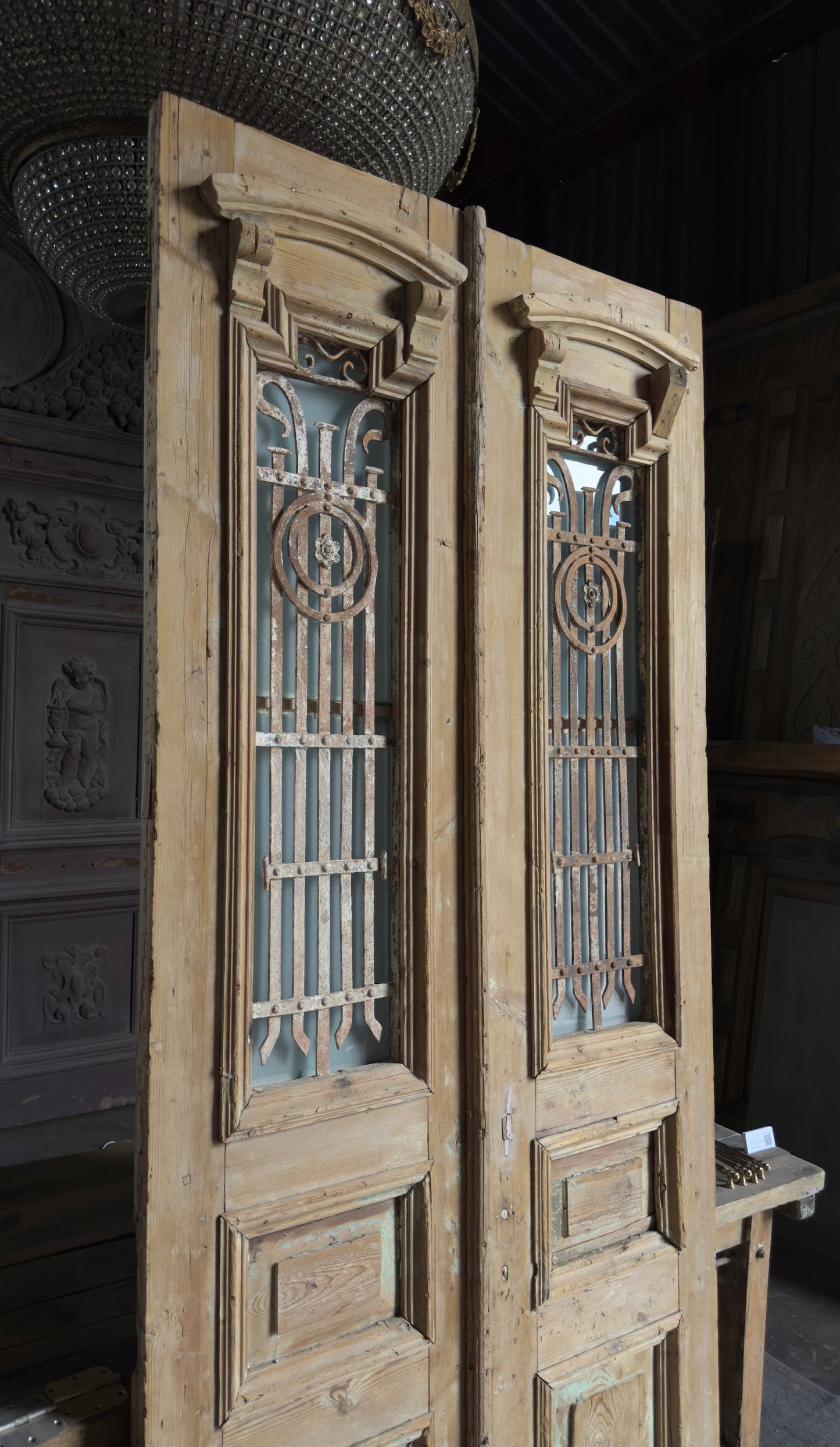 Antique Iron 2 Lite French Doors - 42.75x97.5 - L578