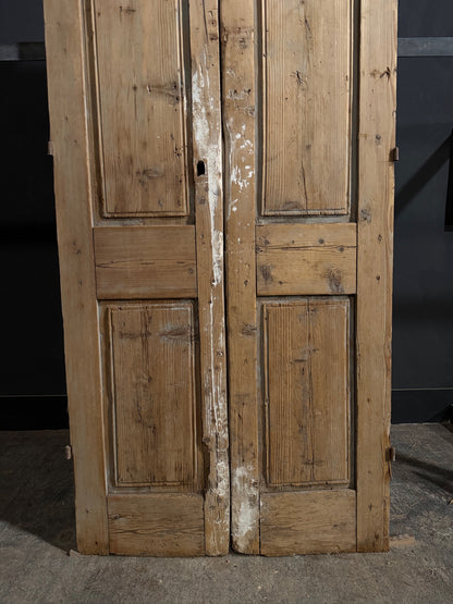 Antique Carved 3 Panel Double Doors - 37.75x92.5 - N705