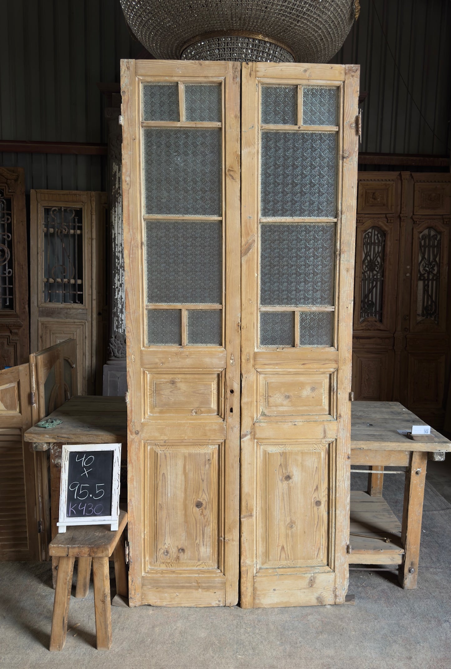 19th Century Antique Glass French Doors - 40x95.5 K430