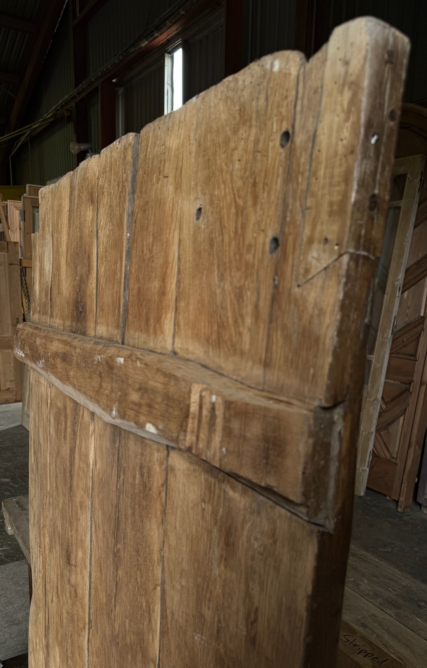 Primitive Oak Plank Antique Single Door - 35x66 - L246